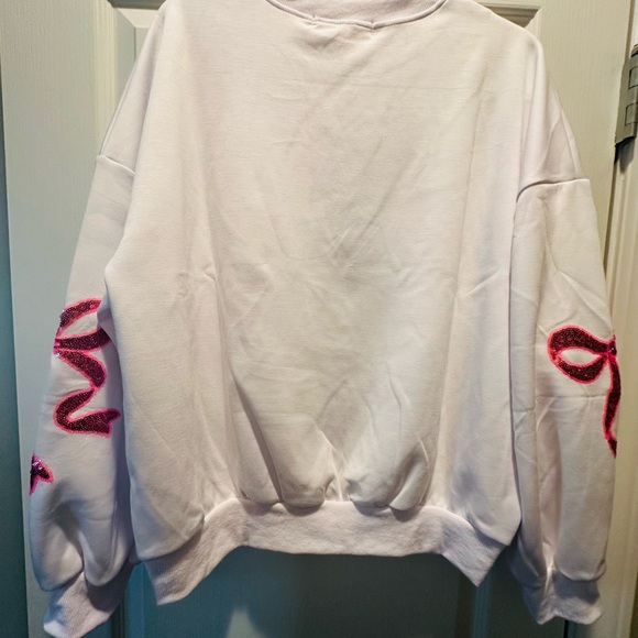 NWT Simply Southern Pink Sequin Bow Design Top Sweatshirt! XLARGE - Picture 3 of 8